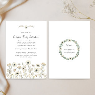 Invitation Fête de bébé couple floral blanc + tirage au sort