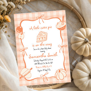 Invitation Fête de bébé Cutie Pie dessinée à la main Orange