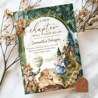 Invitation Fête de bébé de conte de fée du livre de la forêt