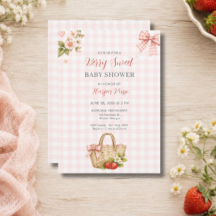Invitation Fête de bébé douce baie en vichy rose