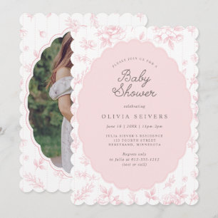 Invitation Fête de bébé élégante à fleurs roses vintage