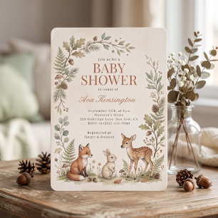 Invitation Fête de bébé en forêt Animaux de la forêt