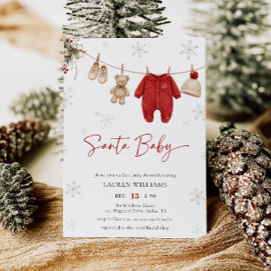 Invitation Fête de bébé en hiver pour Noël Santa Baby