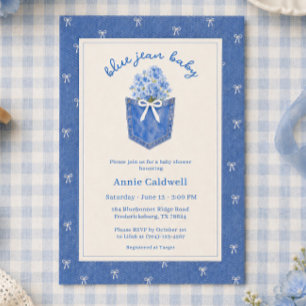 Invitation Fête de Bébé en Jean Bleu