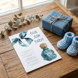 Invitation Fête de Bébé en Jean Bleu Bébé