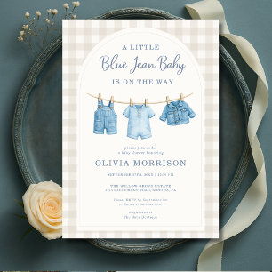 Invitation Fête de Bébé en Jean Bleu Neutre
