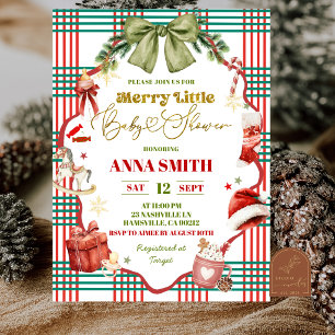 Invitation Fête de bébé fantaisiste avec un nœud de Noël joye