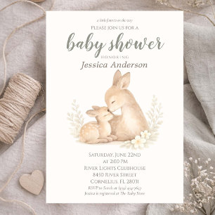 Invitation Fête de bébé faon Bohème Cottagecore neutre en gen