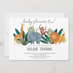 Invitation Fête de Bébé Faune de la Jungle