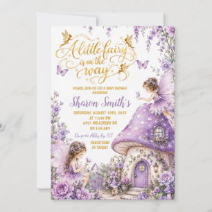 Invitation Fête de Bébé Fée de la Forêt Enchantée Violette