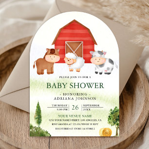 Invitation Fête de Bébé Ferme de Charme Animaux Mignons Toile