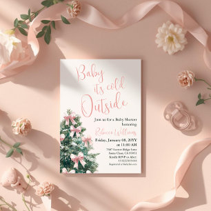 Invitation Fête de Bébé Fille Arc-en-Ciel Hiver Il Fait Froid