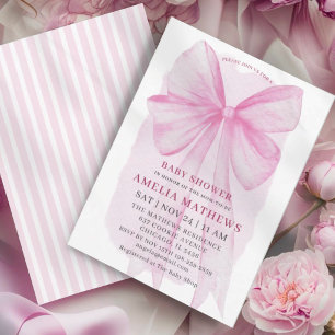 Invitation Fête de Bébé Fille Arc-en-Ciel Rose