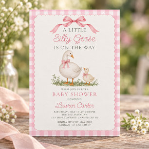 Invitation Fête de Bébé Fille Arc-en-ciel Rose Canard Idiot