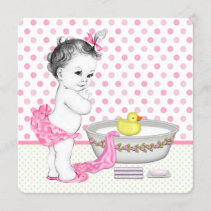 Invitation Fête de Bébé Fille au Bain