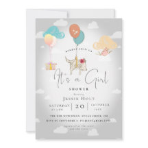 Fête de bébé fille au ballon en aquarelle Puppy