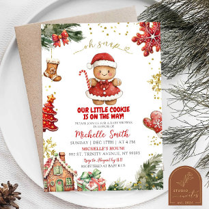 Invitation Fête de Bébé Fille au Gâteau en Pain d'Épices Cook