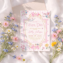 Fête de Bébé Fille au Ruban Floral Coquette
