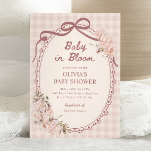 Invitation Fête de bébé fille Baby in Bloom Rose Floral
