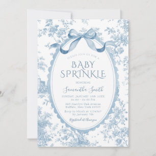 Invitation Fête de bébé fille Blue Coquette Chinoiserie Toile