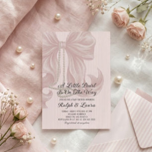 Invitation Fête de bébé fille Collier de perles