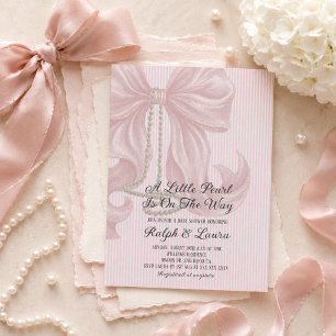 Invitation Fête de bébé fille Collier de perles