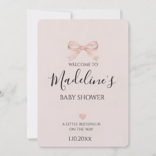 Invitation Fête de Bébé Fille Coquette Ruban Rose