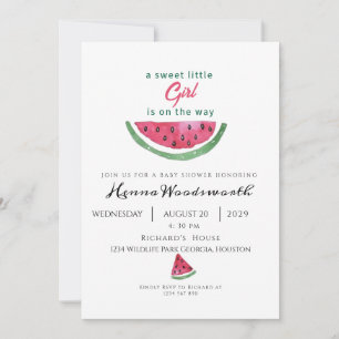 Invitation Fête de Bébé Fille Douce Pastèque Été