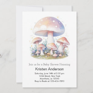 Invitation Fête de Bébé Fille Enchantement Merveilleux Champi