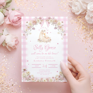 Invitation Fête de Bébé Fille Fleur de Goose Silly Mignonne