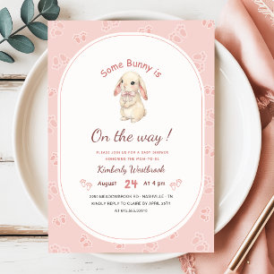 Invitation Fête de Bébé Fille Lapin Mignon