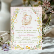 Fête de Bébé Fille Petite Oie Florale Rigolote