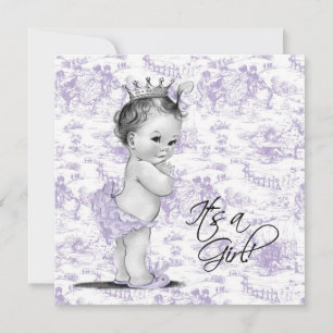 Invitation Fête de bébé fille Toile violette