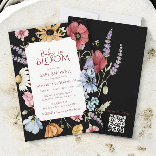 Invitation Fête de Bébé Fleur Fleurale Bébé en Fleur RSVP QR