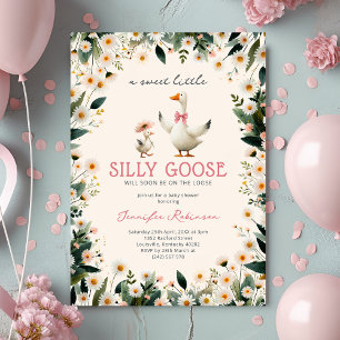 Invitation Fête de Bébé Fleurie pour une Oie Rigolote Mignonn