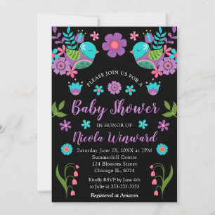 Invitation Fête de Bébé Florale Mexicaine Lumineuse