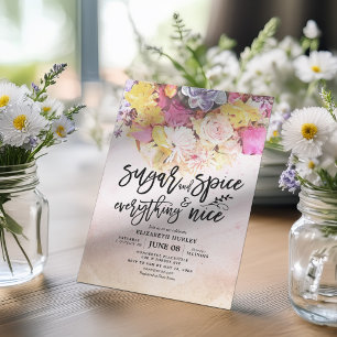 Invitation Fête de Bébé Florale Sugar & Spice & Tout Ce Qui E