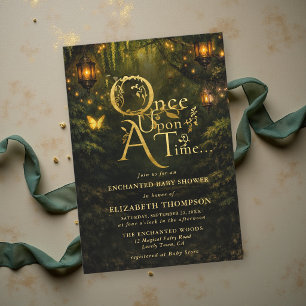 Invitation Fête de Bébé Forêt Enchantée de Conte de Fées