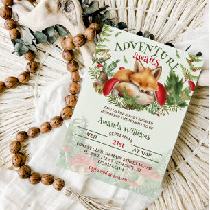 Invitation Fête de bébé Fox Woodland