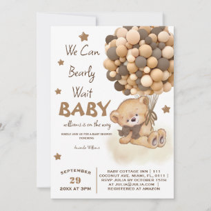 Invitation Fête de bébé garçon ballons ours