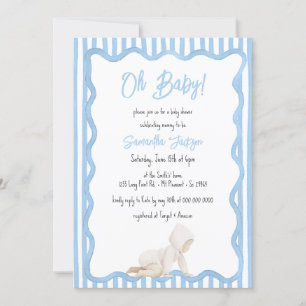 Invitation Fête de bébé garçon bleu fantaisiste