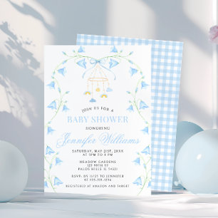Invitation Fête de bébé garçon Bluebell Blue Spring Flower