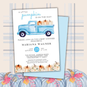 Invitation Fête de bébé garçon camion petite citrouille bleue