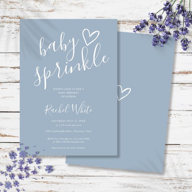 Invitation Fête de bébé garçon Dusty Blue (Dusty Blue Baby Boy Baby Sprinkle Shower Invitation)
