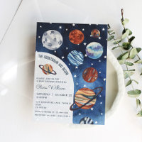 Fête de bébé garçon Navy Bleu Planètes Espace