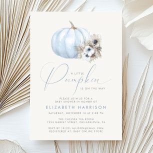 Invitation Fête de Bébé Garçon Petit Citrouille Bleu
