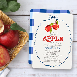 Invitation Fête de Bébé Garçon Ruban Bleu Pomme de Nos Yeux