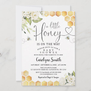 Invitation Fête de Bébé Genre Neutre Abeille Un Petit Miel
