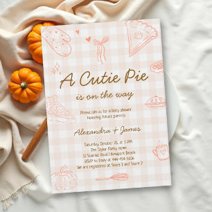 Invitation Fête de bébé Gingham Cutie Pie Automne Cuisine Béb