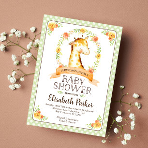 Invitation Fête de bébé girafeau aquarelle adorable